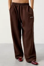Harri Wide Leg Jogger Pants Brown