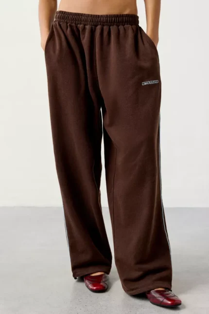 Harri Wide Leg Jogger Pants Brown