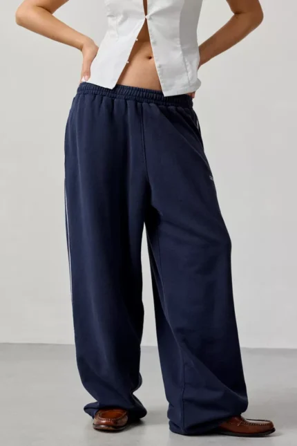 Harri Wide Leg Jogger Pants Navy