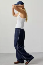 Harri Wide Leg Jogger Pants Navy