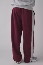 Harri Paneled Wide Leg Sweatpants Wine