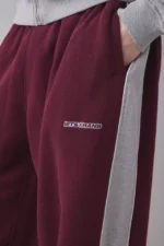 Harri Paneled Wide Leg Sweatpants Wine